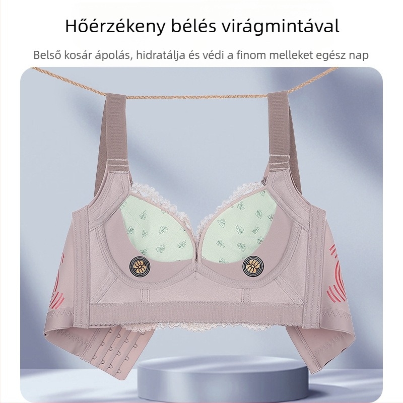 Állítható melltartó kis mellekhez, formázó és emelő hatású, oldalsó összefogással, 3/4 kosár, hátul öt kampó