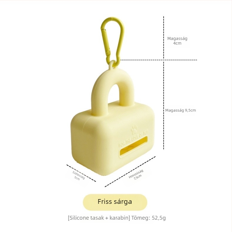 Állatürülék zacskó adagoló, szilikonból, hordozható, kompatibilis kutya- és macskaürülékzacskókkal, 100 darabos doboz