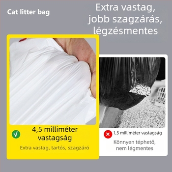 Szemeteszsák automata zárással, macskaalmás zacskók, PE műanyag, extra vastag, folyamatos tekercs