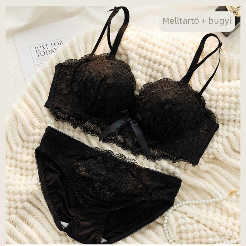 Melltartó készlet - Push-up, 3/4 kosár, formázott kosár felső része vékony, alsó rész vastag, rögzített dupla vállpántok, hátul három sor kapocs (Nylon)