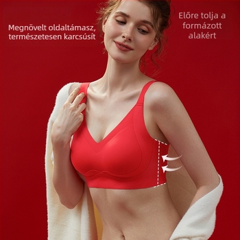 Piros esküvői melltartó nagyobb mellekhez, vizuálisan kisebbnek mutatja a melleket, anti-sag támasz, plusz méret, teljes kosár, kényelmes