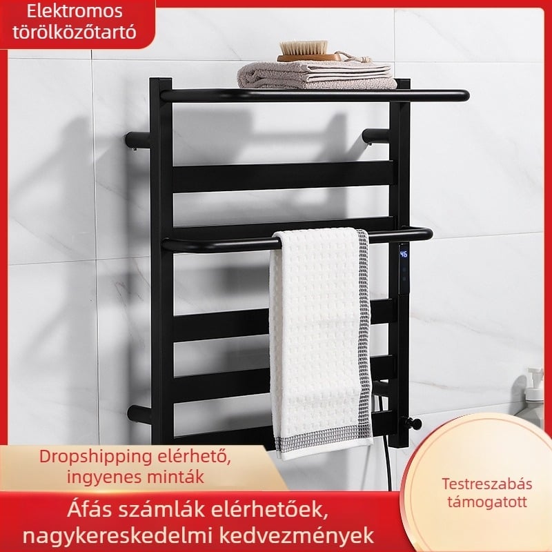 Fali elektromos törölközőszárító, rozsdamentes acél, spray bevonattal, egy réteg, elektromos fűtés, teherbírás 15 kg