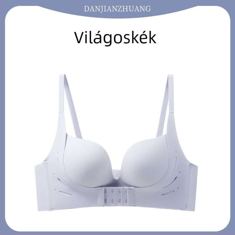 Varrásmentes felhúzós melltartó elöl záródással, kis mellekhez, vezeték nélküli, 3/4 kosár, formázott kosarak vékony felsővel és vastag alsó résszel nylonból