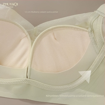 Push-Up csipkés selyem melltartó, nylon anyag, mulberry selyem bélés, 3/4 kosár, fix dupla pántok, hátul négy soros záródás