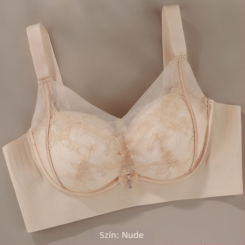 Push-Up csipkés selyem melltartó, nylon anyag, mulberry selyem bélés, 3/4 kosár, fix dupla pántok, hátul négy soros záródás