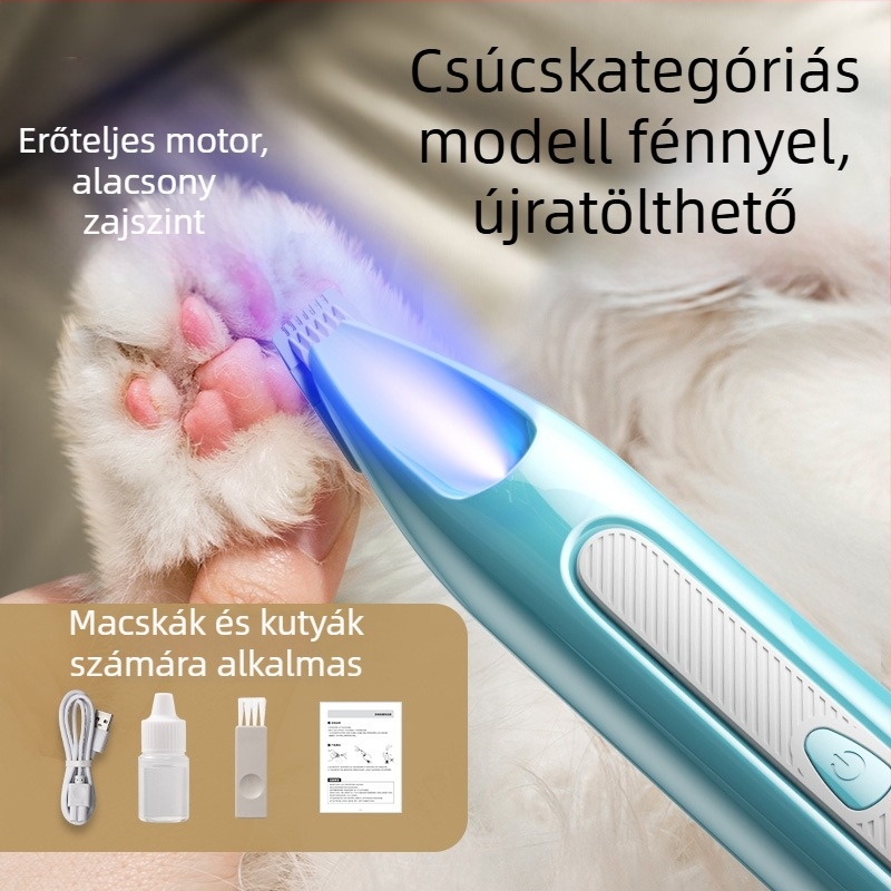 Csendes elektromos tappancstrimmer macskáknak és kutyáknak