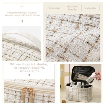 Sminkes táska Xiaoxiangfeng, kocka alakú, vászon anyagból, multifunkcionális, utazáshoz (Modell: Xiaoxiangfeng kozmetikai táska; Forma: Kocka; Anyag: Vászon; Funkció: Multifunkcionális; Alkalmazás: Utazás)