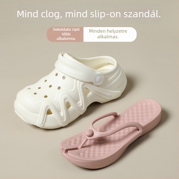 Női lyukas szandál két levehető pánttal – felsőrész EVA, talp EVA, vastagság >3 cm, magasságot növelő, légáteresztő, csúszásmentes