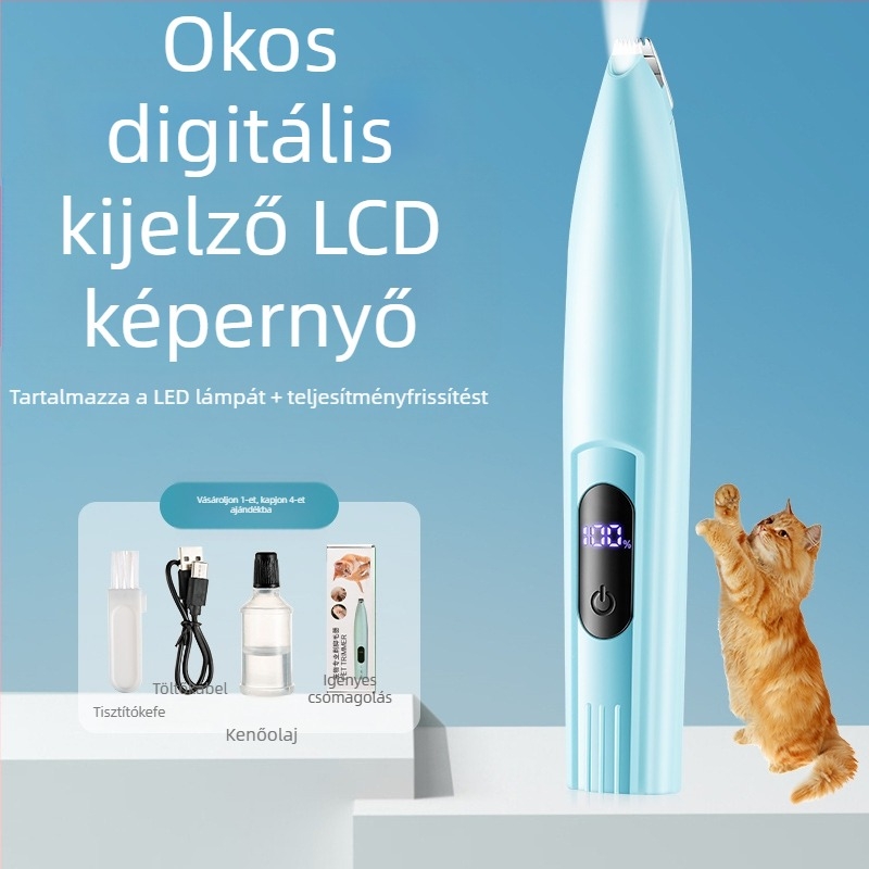 Akkumulátoros elektromos mancsvágó háziállatoknak, világítással — ápolás macskák és kutyák számára