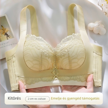 Csipkés nylon melltartó, vezeték nélküli, 3/4 kosár, formázott kosár: felső vékony, alsó vastag, fix kettős vállpántok, hátoldali négy sor patent