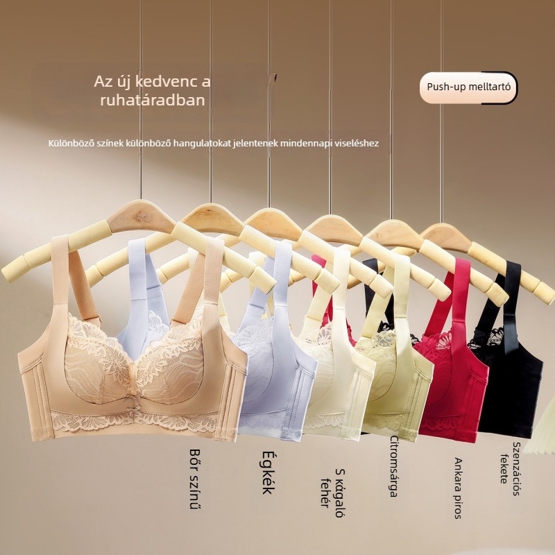 Csipkés nylon melltartó, vezeték nélküli, 3/4 kosár, formázott kosár: felső vékony, alsó vastag, fix kettős vállpántok, hátoldali négy sor patent