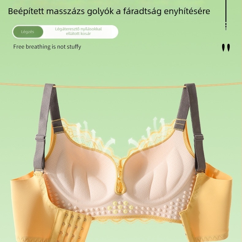 Csipkés, vezeték nélküli formázó melltartó, 3/4 kosár, fő anyag: nylon/csipke, bélés spandex 30–50%, állítható vállpántok, hátul négy sor kampó