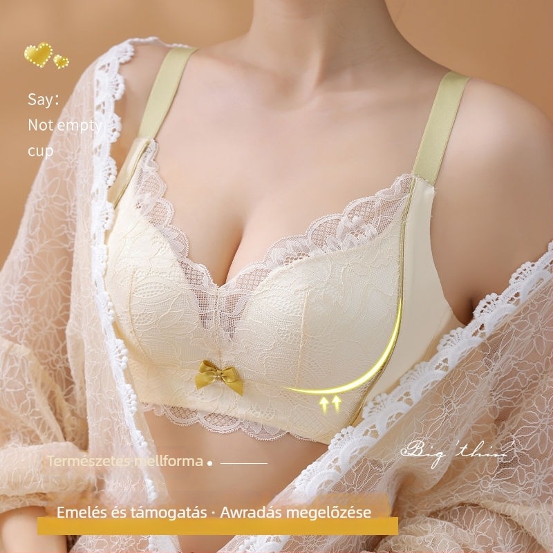Csipkés, vezeték nélküli formázó melltartó, 3/4 kosár, fő anyag: nylon/csipke, bélés spandex 30–50%, állítható vállpántok, hátul négy sor kampó