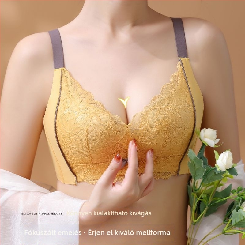 Csipkés, vezeték nélküli formázó melltartó, 3/4 kosár, fő anyag: nylon/csipke, bélés spandex 30–50%, állítható vállpántok, hátul négy sor kampó