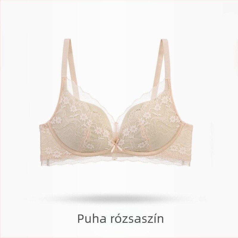Csipkés női melltartó, 3/4-es kosaras, vastag formázott kosarak, nylon anyag, hátoldali négy soros kapocs, rögzített vállpántok