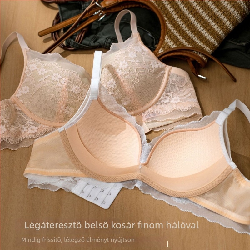 Csipkés női melltartó, 3/4-es kosaras, vastag formázott kosarak, nylon anyag, hátoldali négy soros kapocs, rögzített vállpántok