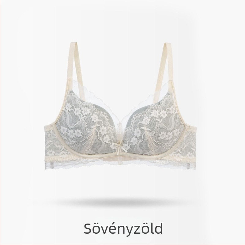 Csipkés női melltartó, 3/4-es kosaras, vastag formázott kosarak, nylon anyag, hátoldali négy soros kapocs, rögzített vállpántok