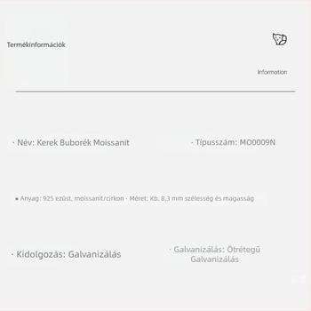 Moissanit S925 ezüst buborékos nyaklánc, női medál, egyszerű kerek dizájn, lánccal