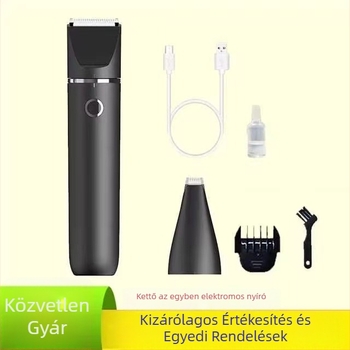 Újratölthető elektromos hajvágó készlet, cserélhető fejekkel, komplett készlet háziállatokhoz, ABS + rozsdamentes acél