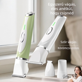 Többfunkciós kisállat-gondozó eszköz: elektromos nyíró kutyák és macskák számára, eszköz a szőrszálak nyírására a tappancsokon, elektromos körömfúró (Favored; ABS; CE, FCC, Rohs, UKCA)