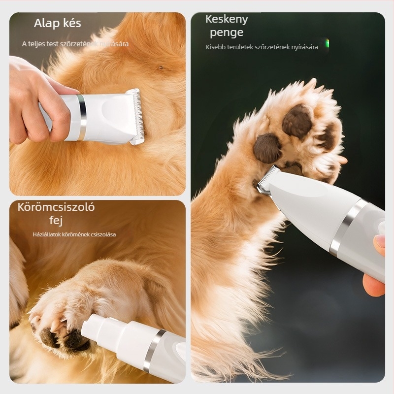 Többfunkciós kisállat-gondozó eszköz: elektromos nyíró kutyák és macskák számára, eszköz a szőrszálak nyírására a tappancsokon, elektromos körömfúró (Favored; ABS; CE, FCC, Rohs, UKCA)