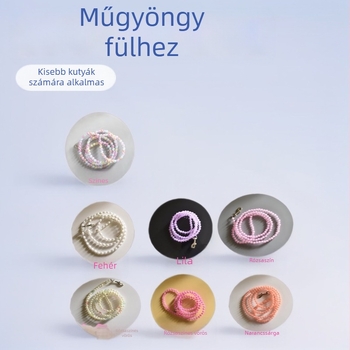 Macska- és kutyapóráz műgyöngy díszítéssel, akril, rögzített hosszúságú, Lipo márka