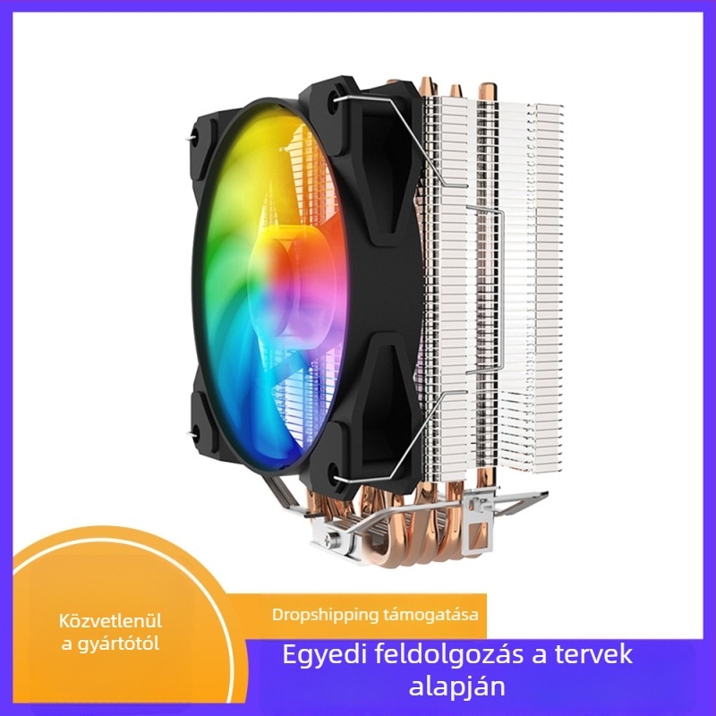 CPU hűtő RGB világítással (6 hőcső, réz-alumínium kötés, 600–1800 RPM, 40 dBA)