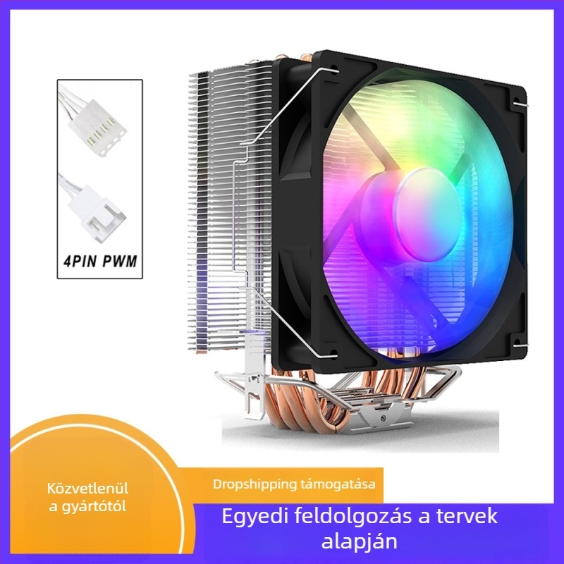 CPU hűtő RGB világítással (6 hőcső, réz-alumínium kötés, 600–1800 RPM, 40 dBA)