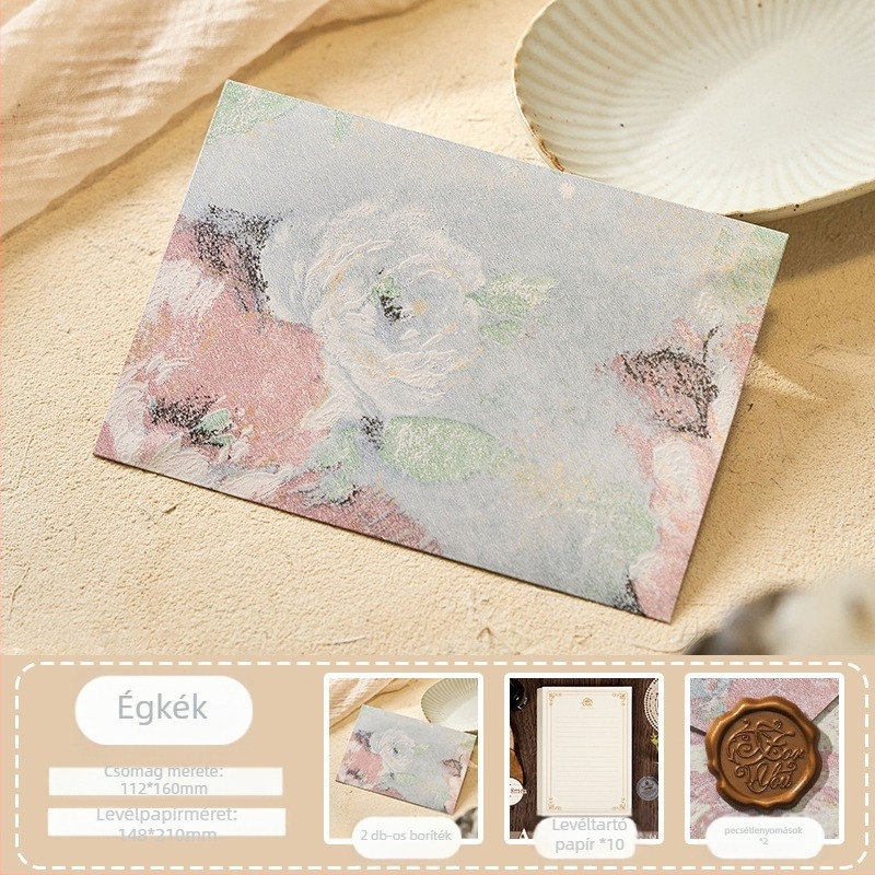 Virágok levelei sorozat: speciális papírból készült borítékok aranyozott relieffel, modell: Virágok között boríték, retro stílusú ajándékcsomag