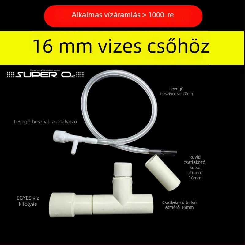 Venturi szűrődoboz kimenet módosítása zajcsökkentővel és oxigénellátással az akvárium alsó szűrőjéhez (Műanyag; Nincs szükség levegőpumpára)