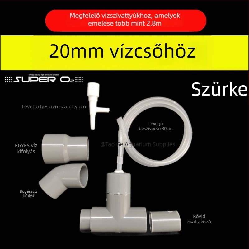 Venturi szűrődoboz kimenet módosítása zajcsökkentővel és oxigénellátással az akvárium alsó szűrőjéhez (Műanyag; Nincs szükség levegőpumpára)