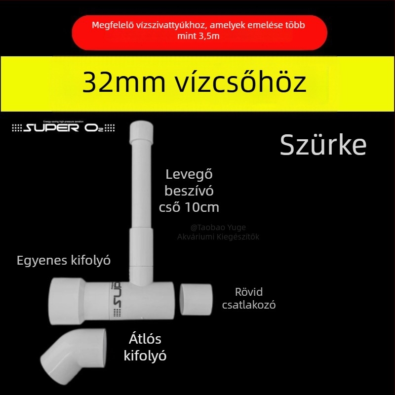 Venturi szűrődoboz kimenet módosítása zajcsökkentővel és oxigénellátással az akvárium alsó szűrőjéhez (Műanyag; Nincs szükség levegőpumpára)