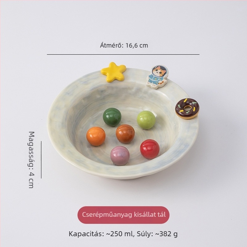 Macska kerámiás lassú etetéses tál emelt tartóval, Anmeixi