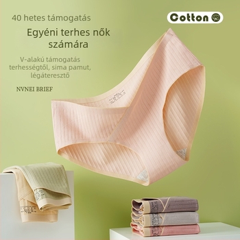 Varrás nélküli terhesnői alsónemű középmagas derekú, has-támasz, lélegző pamutanyagból
