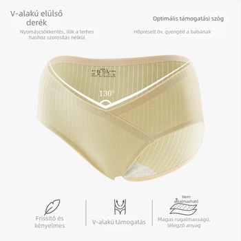 Varrás nélküli terhesnői alsónemű középmagas derekú, has-támasz, lélegző pamutanyagból
