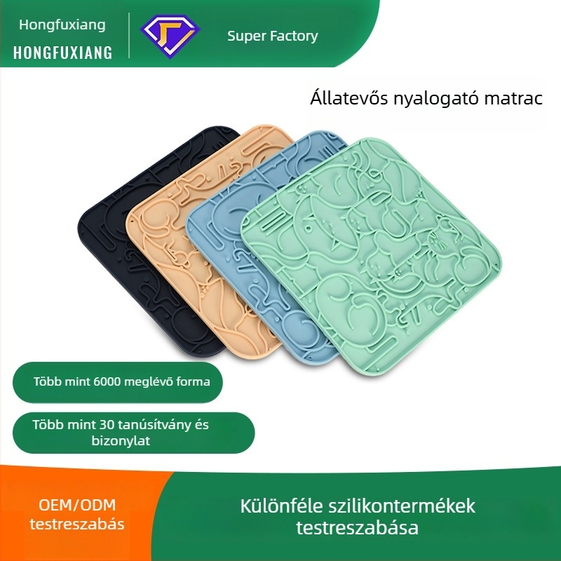 Szilikonból készült lassú etető matrac háziállatoknak, szívókorongos, könnyen tisztítható, hordozható, fulladás elleni kialakítás