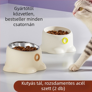Macska etető tál, csúszásmentes, ferde szájú kialakítás, nyakvédő funkció, PP anyag, Youmi márka
