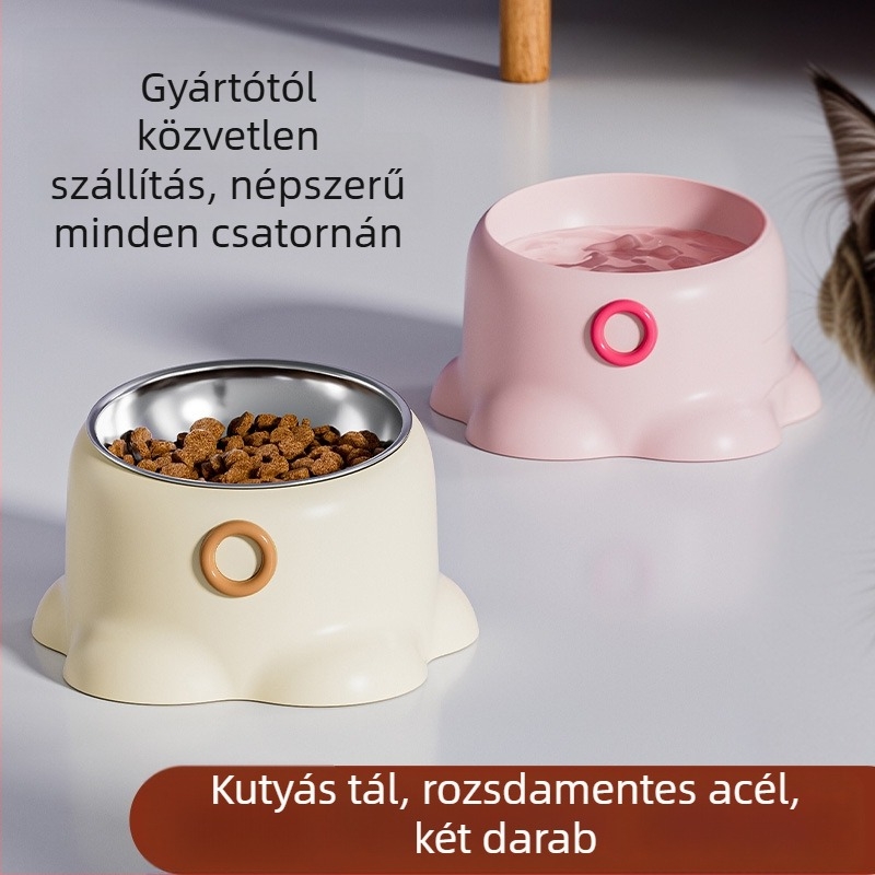 Macska etető tál, csúszásmentes, ferde szájú kialakítás, nyakvédő funkció, PP anyag, Youmi márka