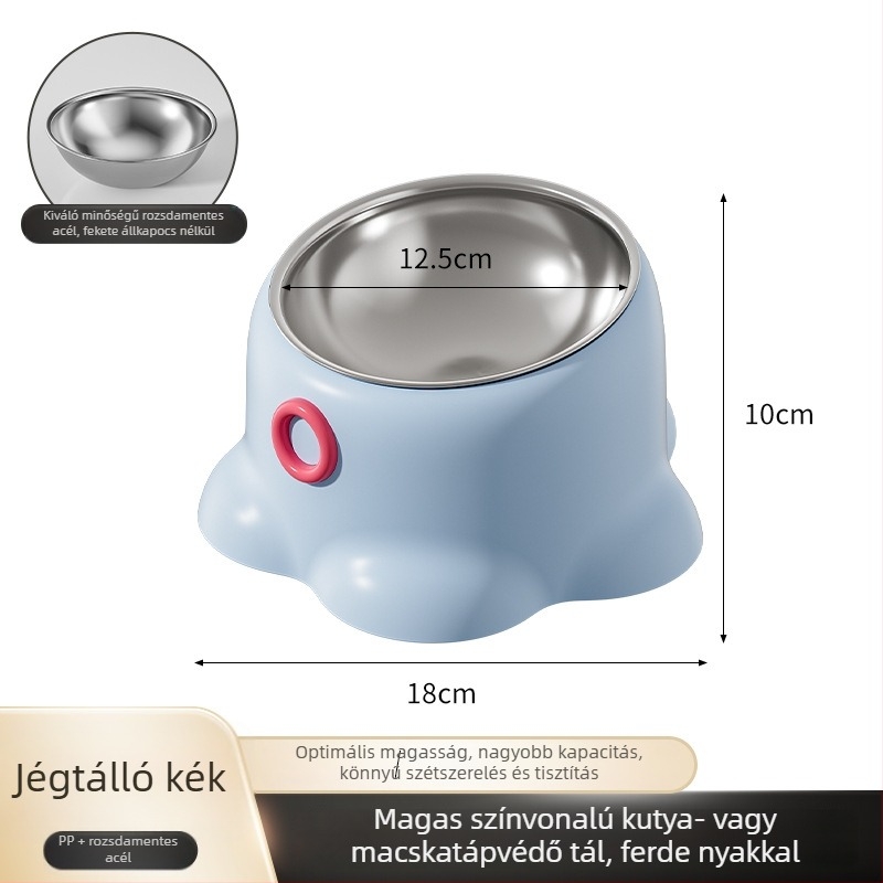 Macska etető tál, csúszásmentes, ferde szájú kialakítás, nyakvédő funkció, PP anyag, Youmi márka