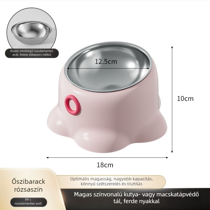 Macska etető tál, csúszásmentes, ferde szájú kialakítás, nyakvédő funkció, PP anyag, Youmi márka