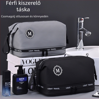 Uniszex neszesszer utazáshoz – kétszintes kialakítás, száraz–nedves szétválasztás, nagy kapacitás, membrán anyag, vízálló