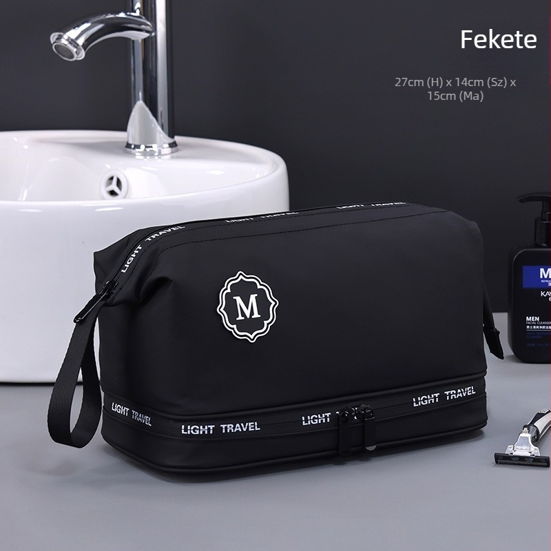 Uniszex neszesszer utazáshoz – kétszintes kialakítás, száraz–nedves szétválasztás, nagy kapacitás, membrán anyag, vízálló