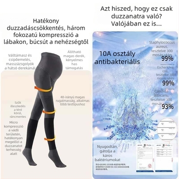 Anyasági leggings fleece-béléssel, vastag anyag, magas derekú, hosszú, függőleges csíkokkal