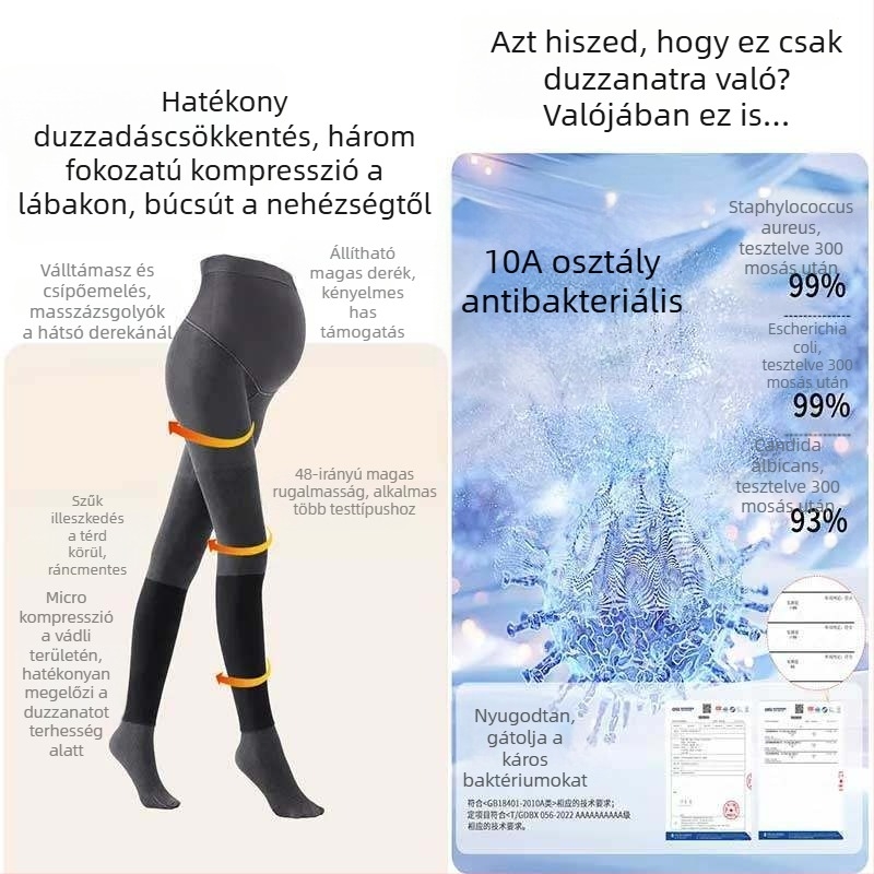Anyasági leggings fleece-béléssel, vastag anyag, magas derekú, hosszú, függőleges csíkokkal