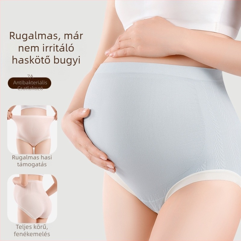Kismama fehérnemű, varrat nélküli, magas derekú, antibakteriális nylon anyagból, hasi támasz