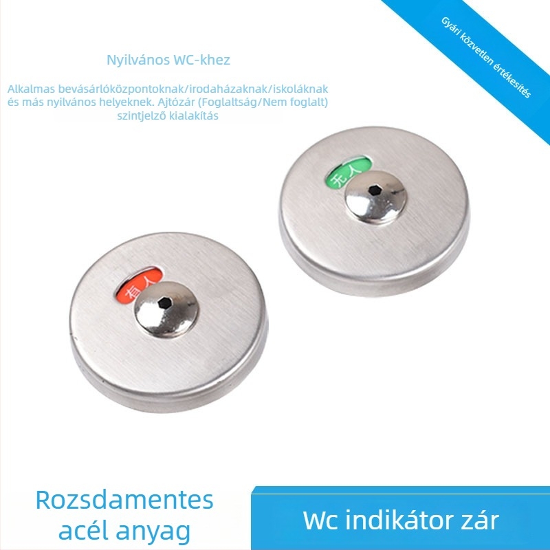 Rozsdamentes acél jelzőzár WC-partíciókhoz, modell 007, Sowegu