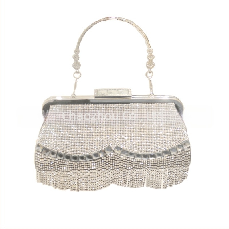 Strasszos csillogó clutch táska – kis négyszögletes estélyi kézitáska, csat zárás, telefon zseb