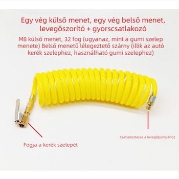 Autó Légpumpa hosszabbító tömlő - egyhengeres, 120W, 45 L/min, műanyag + fém, USB töltés