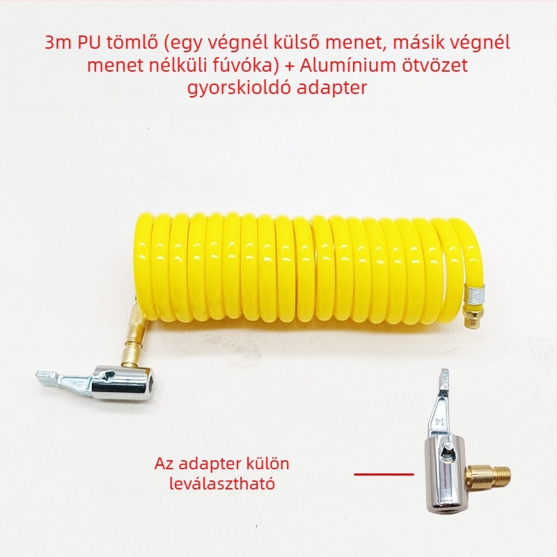 Autó Légpumpa hosszabbító tömlő - egyhengeres, 120W, 45 L/min, műanyag + fém, USB töltés