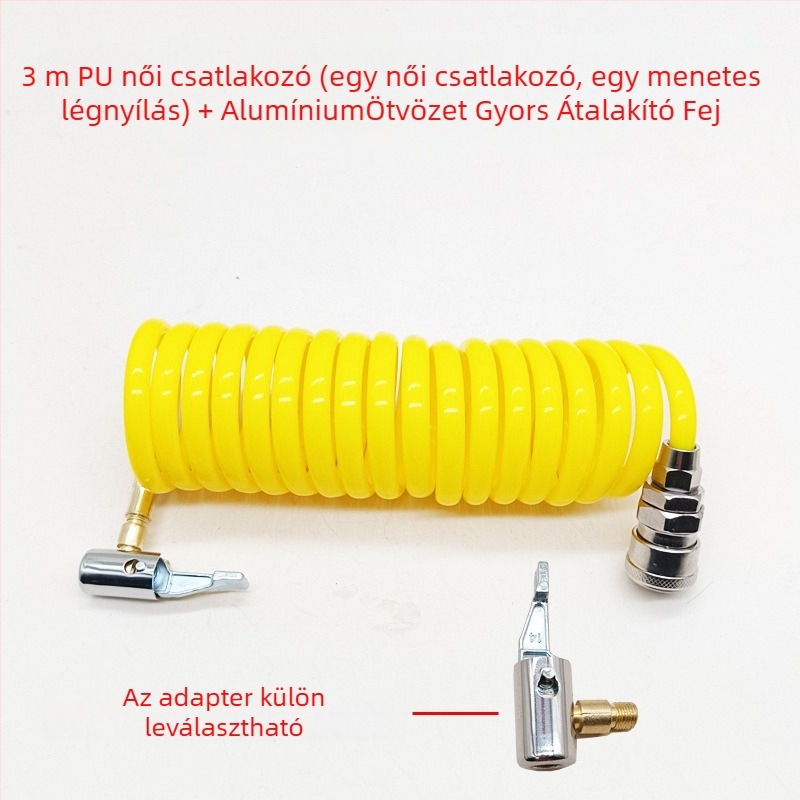Autó Légpumpa hosszabbító tömlő - egyhengeres, 120W, 45 L/min, műanyag + fém, USB töltés